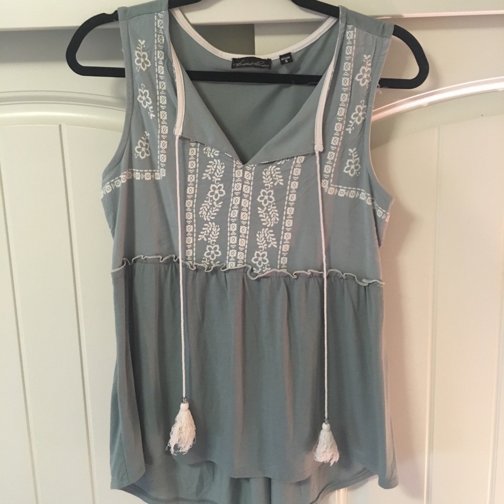 Wide strap, blue, tank top/ blouse